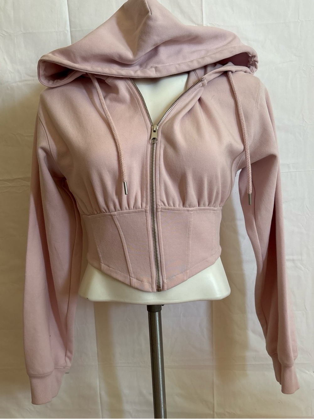 H&M cropped corset style zip up size small